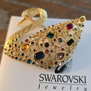 1995 Vintage Swarovski Large Swan Brooch with Box